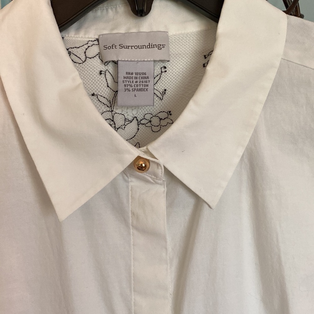 Soft Surroundings White Button-down Shirt EUC
